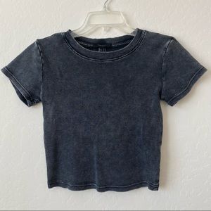 FOREVER 21 Cropped Tee Black Acid Wash Small